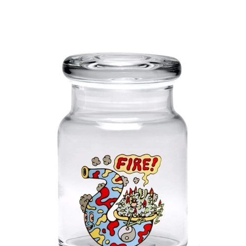 420 Science Glass Pop Top Storage Jar Small / Fire Bud