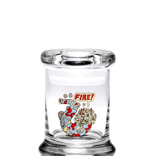 420 Science Glass Pop Top Storage Jar X-Small / Fire Bud