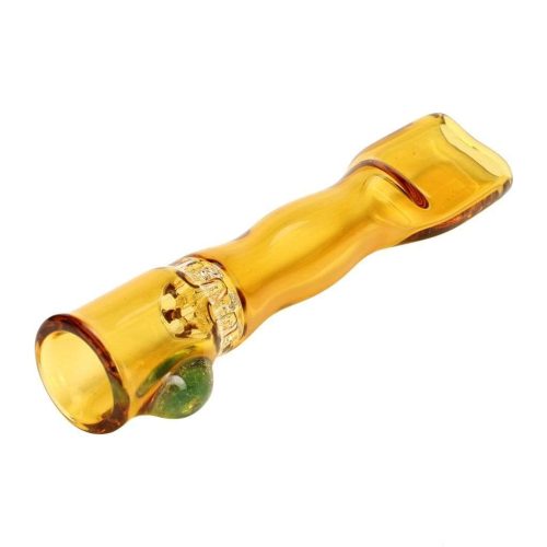 Blazing Blue Glass Honeycomb Screen Chillum Pipe Amber