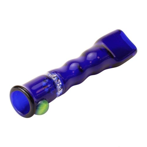 Blazing Blue Glass Honeycomb Screen Chillum Pipe Cobalt