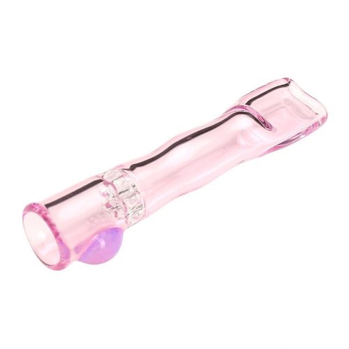 Blazing Blue Glass Honeycomb Screen Chillum Pipe Pink