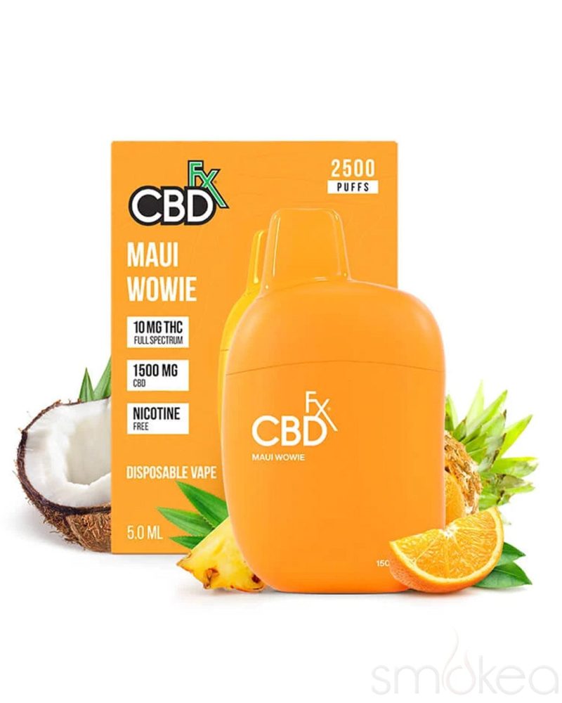 cbdfx 1500mg cbd 10mg thc disposable vape pen maui wowie 30731065622630