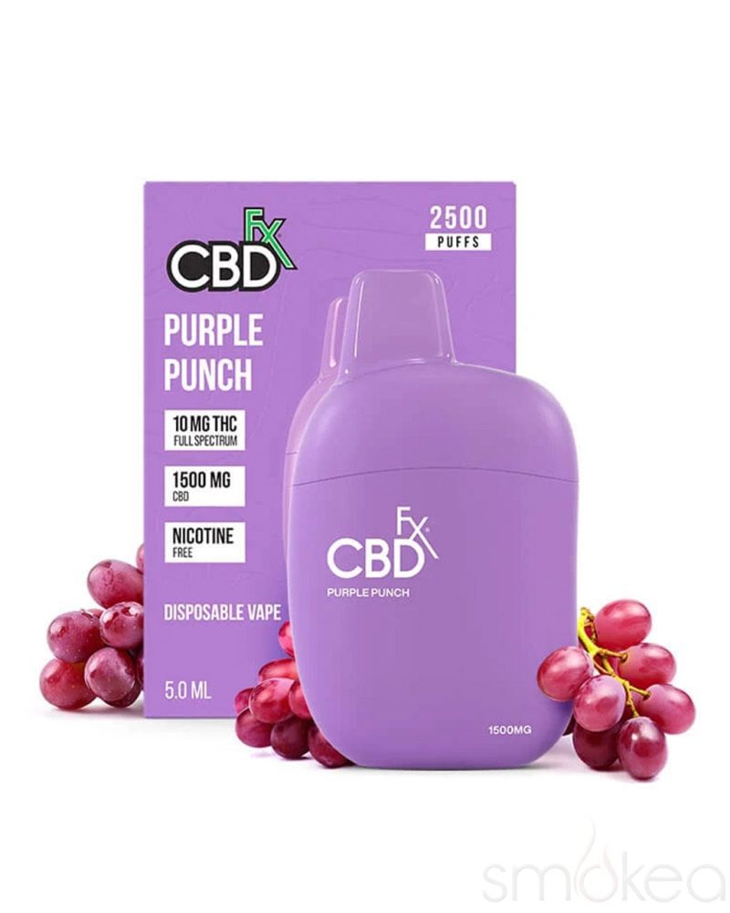 cbdfx 1500mg cbd 10mg thc disposable vape pen purple punch 30731043766374