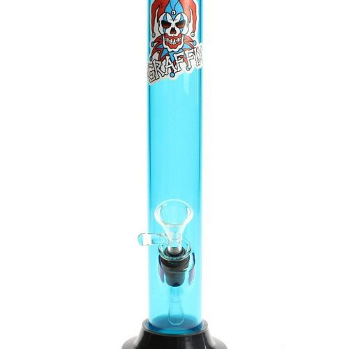 Graffix 10" Straight Skinny Acrylic Bong Blue