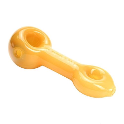 grav 3 mini spoon hand pipe w doughnut mouthpiece opaque yellow 13583363965030