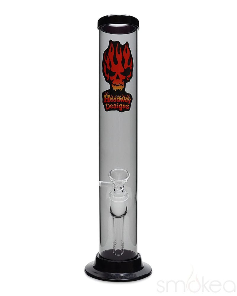 Headway 12" Glass on Glass Straight Acrylic Bong Black