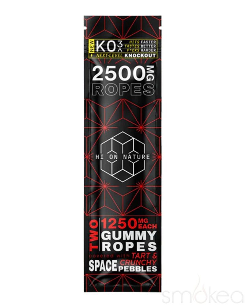 hi on nature 2500mg ko3 knockout gummy ropes 2 pack 30268580233318