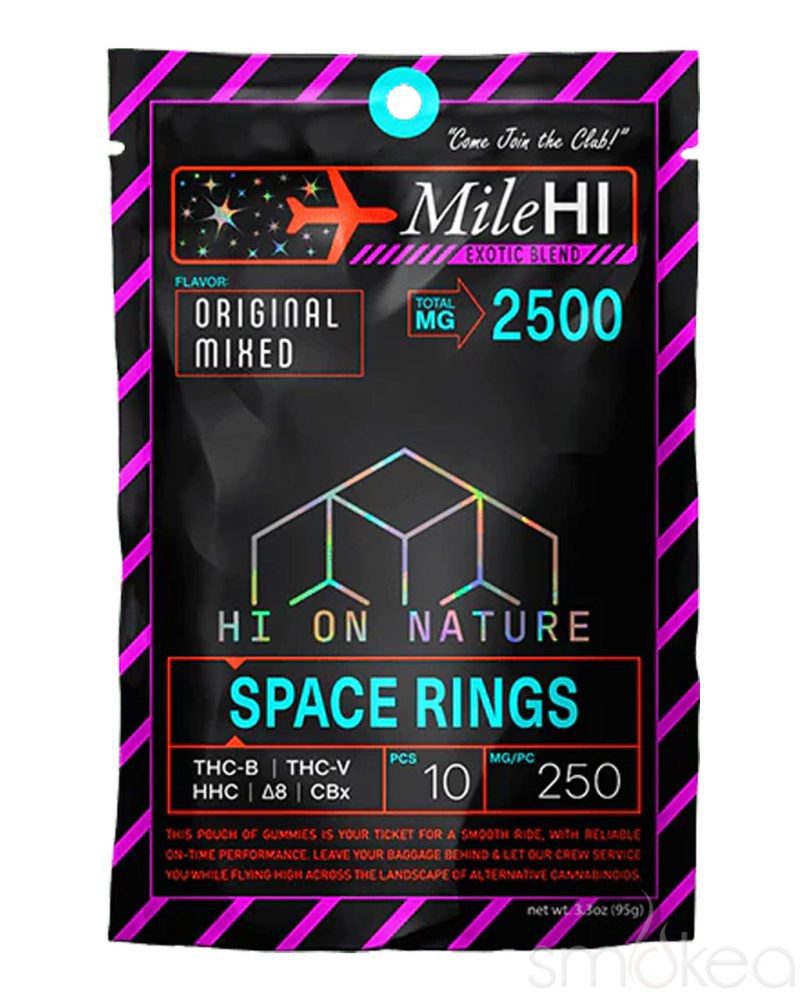 hi on nature 2500mg mile hi blend space rings gummies 10 pack 30274795110502