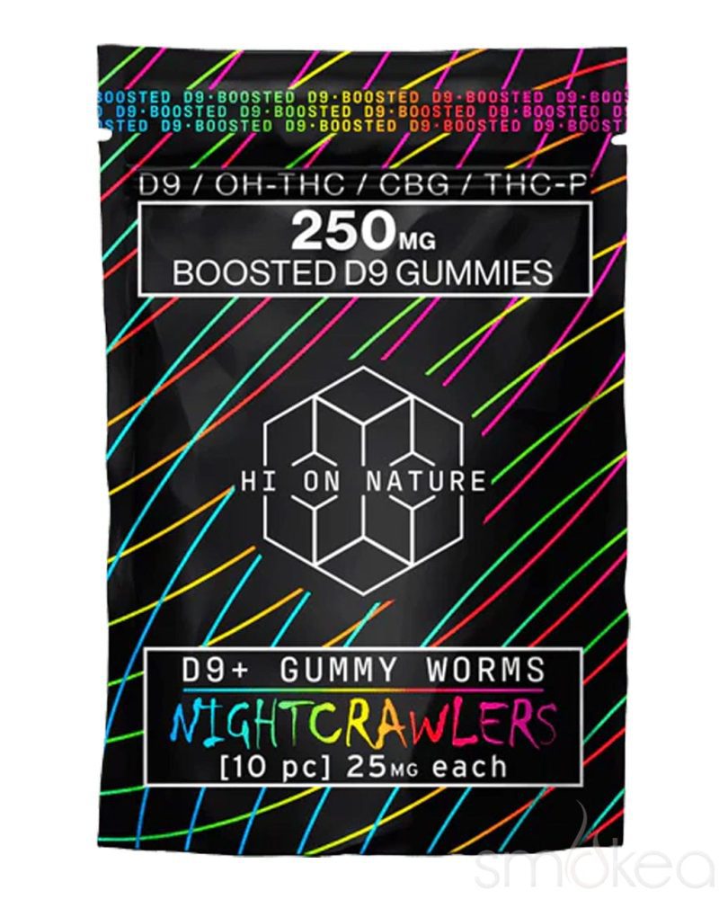 hi on nature 250mg boosted delta 9 nightcrawlers gummies 10 pack 30268690497638