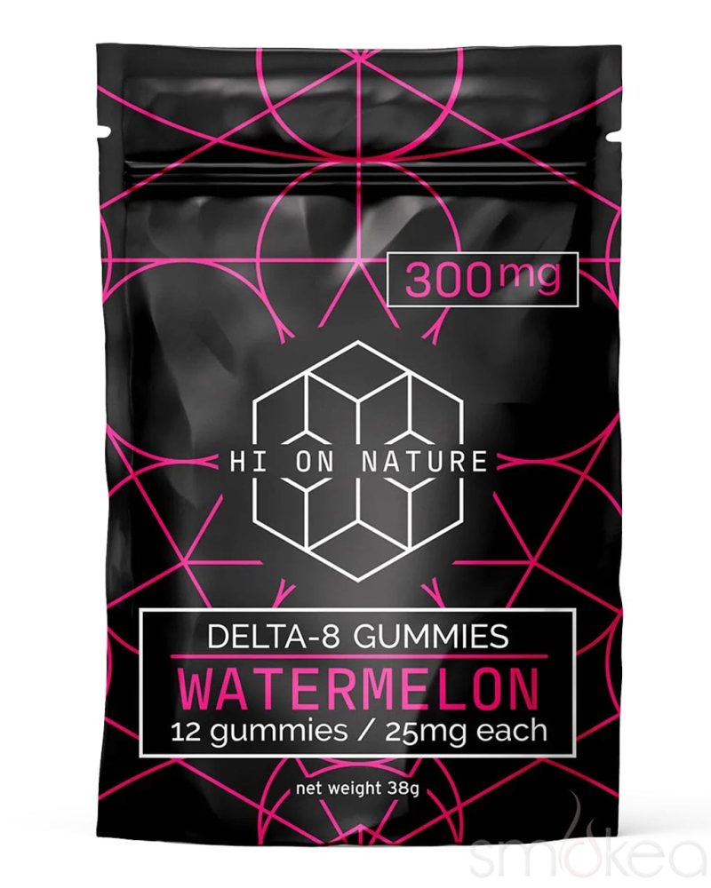 hi on nature 300mg delta 8 sour watermelon gummies 12 pack 29146834206822