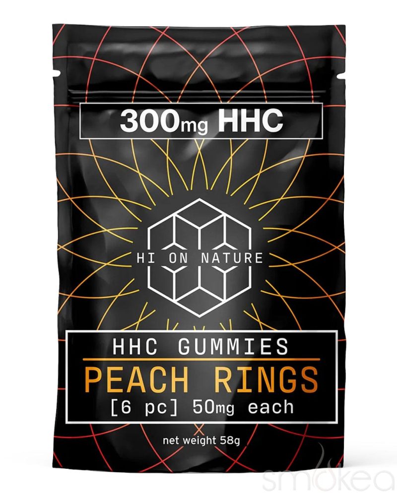 hi on nature 300mg hhc peach rings gummies 6 pack 29177512329318