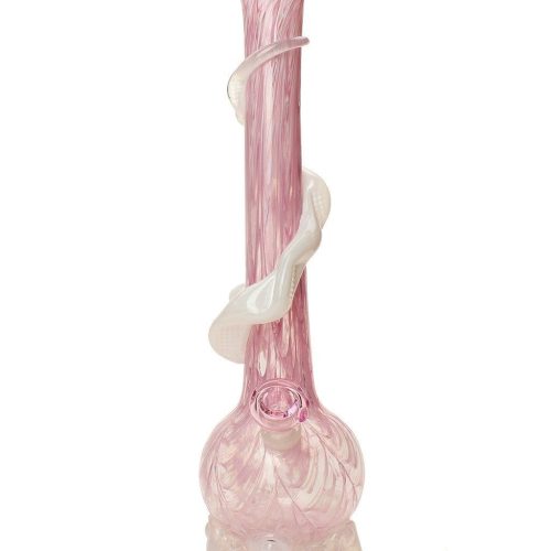 Noble Glass Medium Wrapped Soft Glass Bong Pink/White