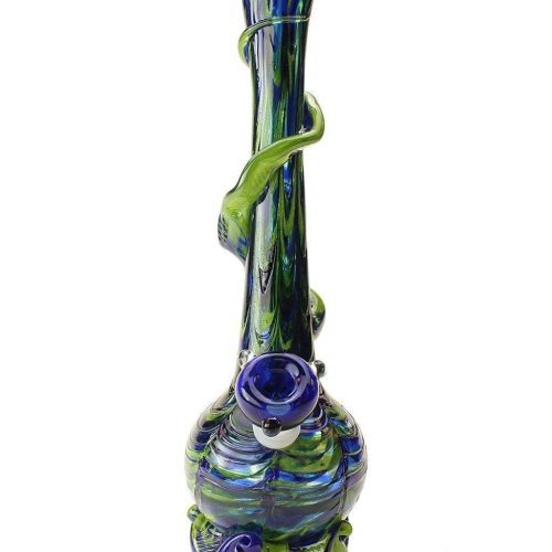 Noble Glass Small Wrapped Soft Glass Bong Green/Blue