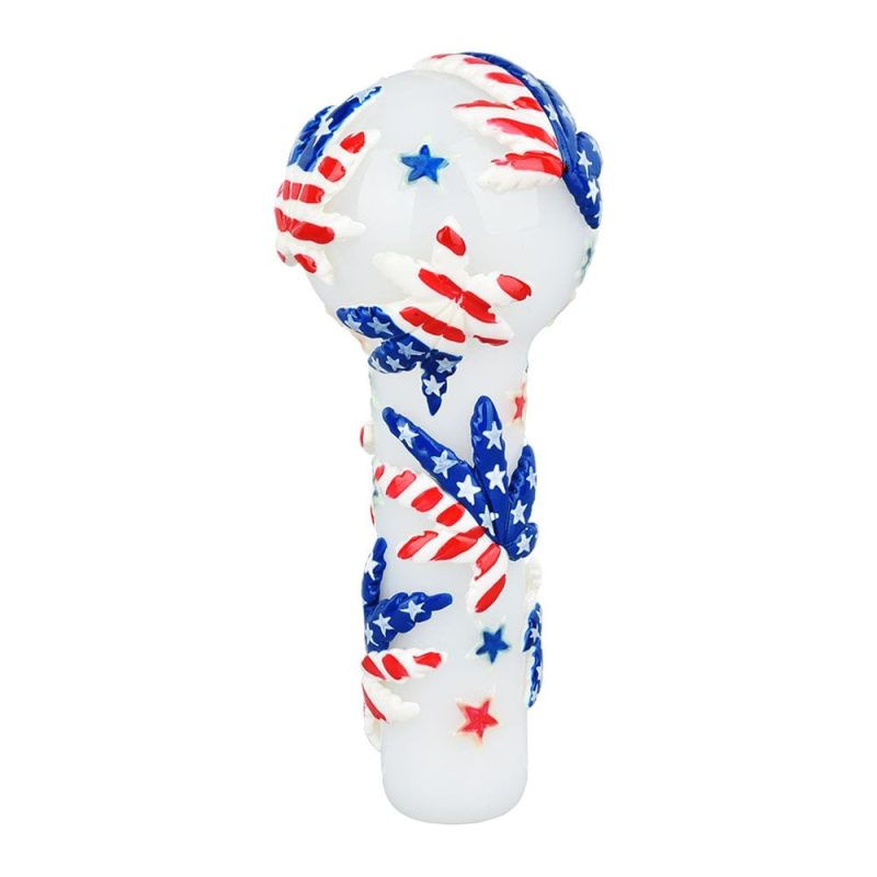 patriot leaf glow in the dark glass spoon pipe 5 30903515381862