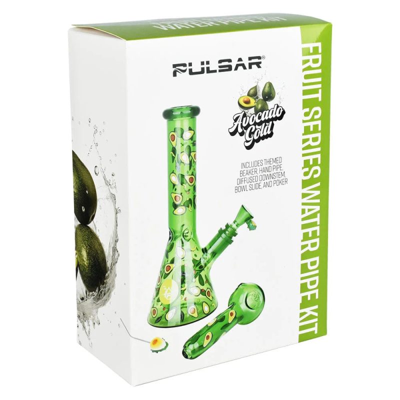 pulsar fruit series avocado gold bong pipe bundle 30992694411366